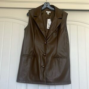 Topshop Faux Leather Brown Vest BNWT